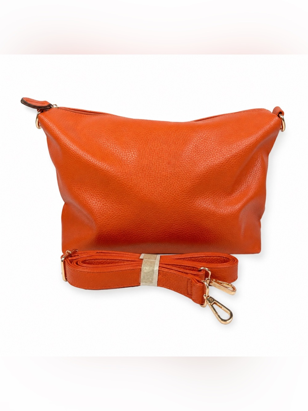 Burnt Orange Faux Leather Crossbody Shoulder Bag Adjustable Strap NWOT